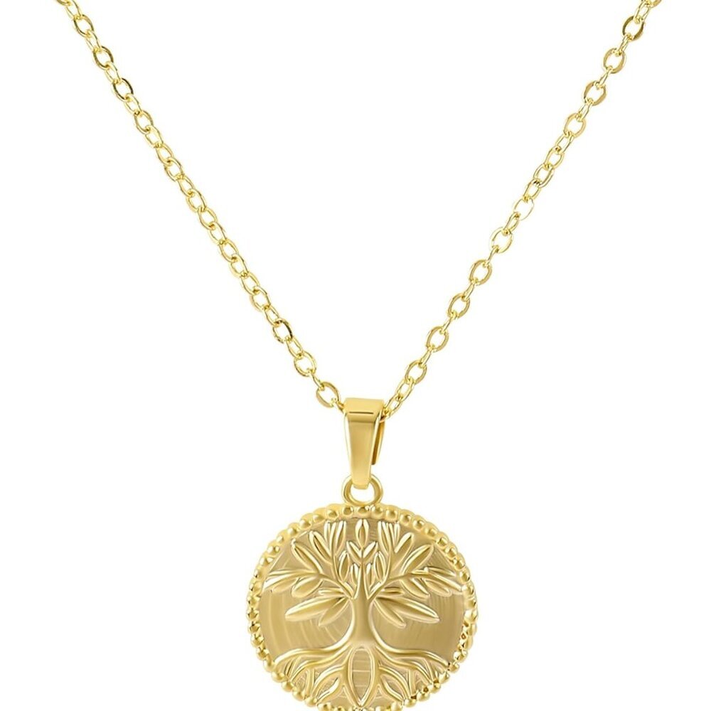 Gold Pendant Necklace for Women 14K Gold Plated Coin Pendant Necklace Adjustable